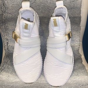 Puma white & metalic gold sneakers